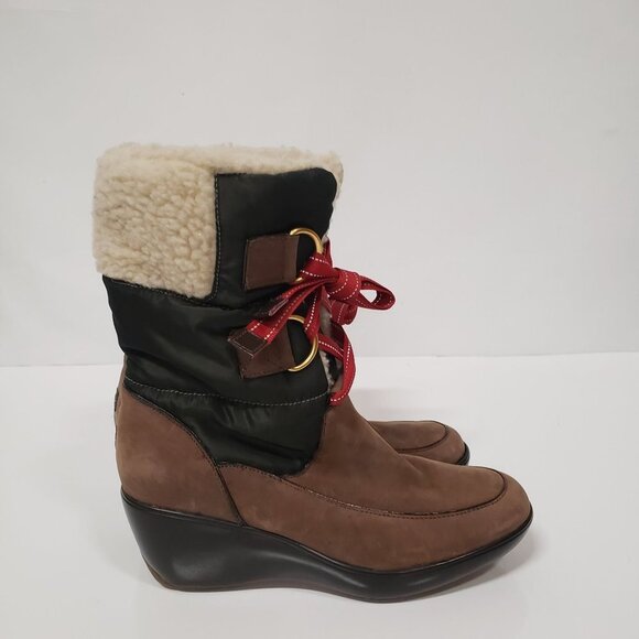 Sperry Top-Sider Weatherproof Suede Leather Sherpa Lined Wedge‎ Boots - Size - Picture 2 of 9